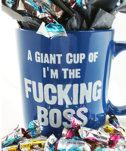 Giant Cup Of Im The Fucking Boss Gift Mug with Gourmet Candy